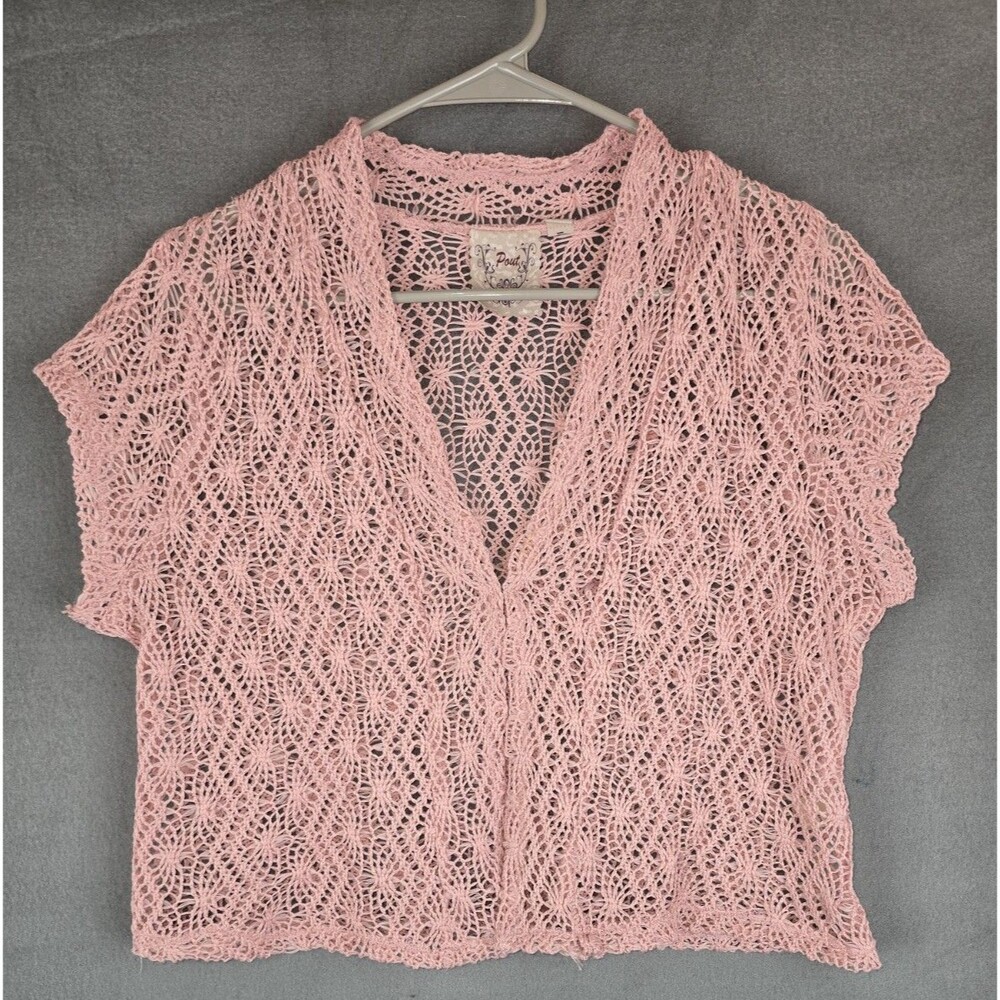 Pout Lace Crochet Cardigan Women Large Sheer Boho Floral Festival Blouse Y2K